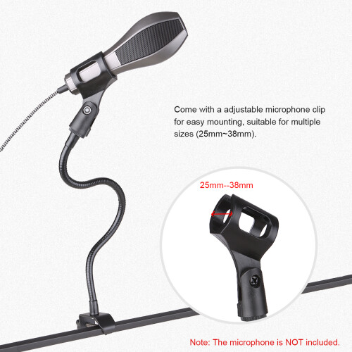 Flexible Microphone Stand 30cm Telescopic Hose Support Gooseneck Desktop Mount 1
