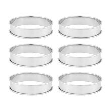 6 Pack 4 Inch Double Rolled English Muffin Rings, Stainless Steel Crumpet Rings, Tart Rings, Round