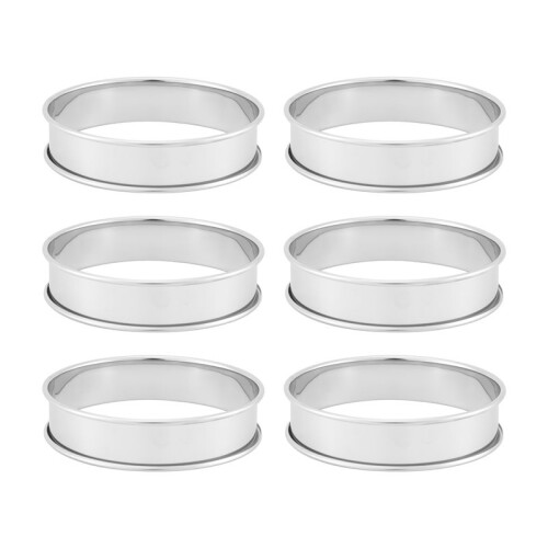 6 Pack 4 Polegadas Double Rolled English Muffin Rings, AçO InoxidáVel Crumpet Rings, Tart Rings, Round