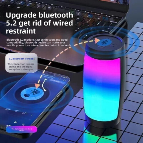 Φορητά ηχεία Bluetooth με πολύχρωμα φώτα LED - Δημιουργικό ασύρματο μίνι υπογούφερ με 2