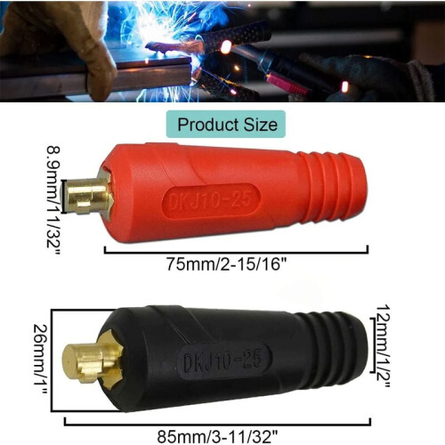 Conector de encaixe rápido para cabo de soldagem TIG profissional, plugue e tomada estilo DINSE, perfeitamente compatível com a conexão de e 1