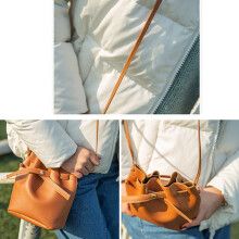 Dames Sac en Cuir Pu Messenger Sac Messenger Sac à Bandoulière Couleur Unie Seau Sac à Main Sac à Main Femme Noir