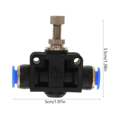 stk. rør 6 mm 1/4' One Touch Inline Flow Control Throttle Pneumatisk stikadapter Luftfittingssamling (sort) 1