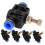 stk. rør 6 mm 1/4' One Touch Inline Flow Control Throttle Pneumatisk stikadapter Luftfittingssamling (sort) 5