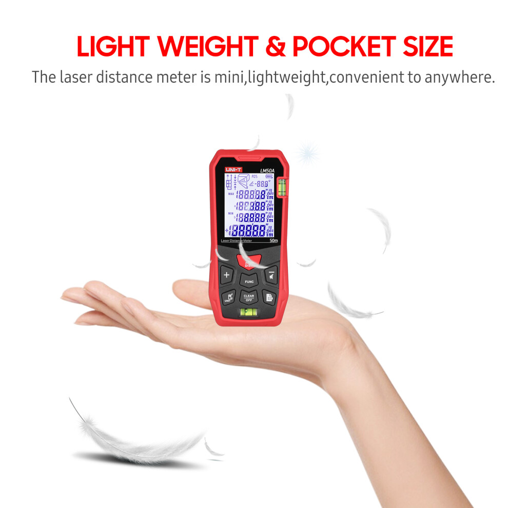 Uni-T Lm50a Laser Distance Meter 50M Backlit Lcd, Pythagoras 6951391658094