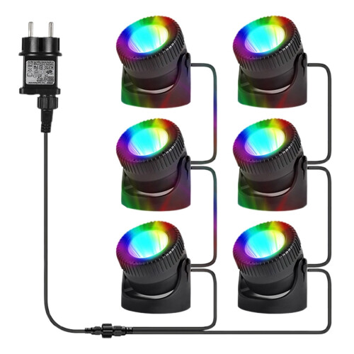 Φώτα Λίμνης RGB, Υποβρύχια Προβολάκια LED με 16 Χρώματα & 4 Εφέ, Χρονοδιακόπτης (2/4/6H), 1