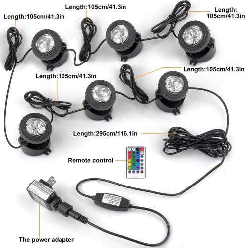 Φώτα Λίμνης RGB, Υποβρύχια Προβολάκια LED με 16 Χρώματα & 4 Εφέ, Χρονοδιακόπτης (2/4/6H), 2