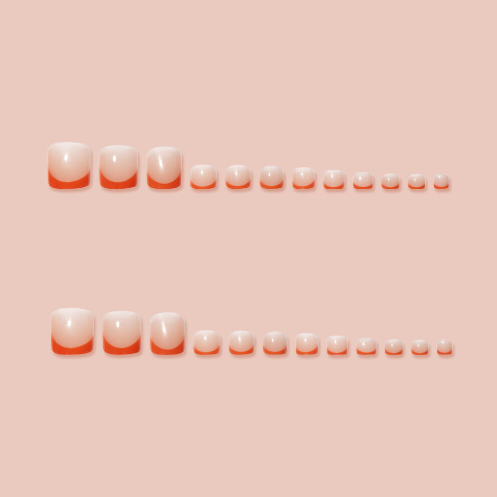 Dcph-Clothing 24Pcs Orange French Fake Nails For Summer Party