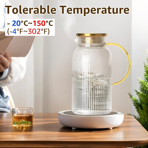 Glass Pitcher with Lid and Handle 68 oz 2-Pack 2