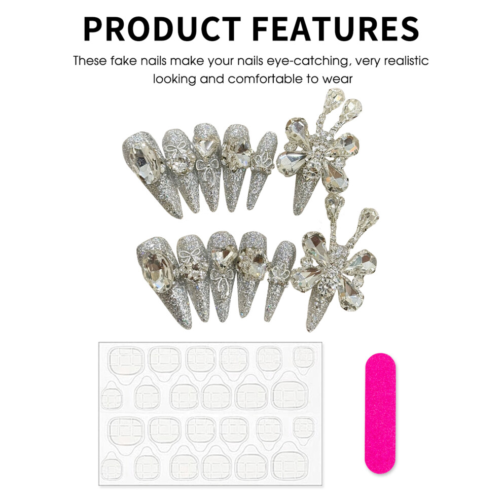 Reach-Tools (M) Glitter Press-On Nails For Women, Reusable & Long-Lasting