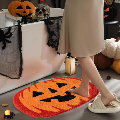 Χαλί μπάνιου για το Halloween με φθινοπωρινό θέμα, αντιολισθητικό 1