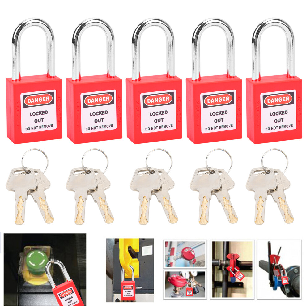 5 Sets 38Mm Safety Padlocks Loto Nylon Pa Steel For Nuclear Logistics 6951390846027