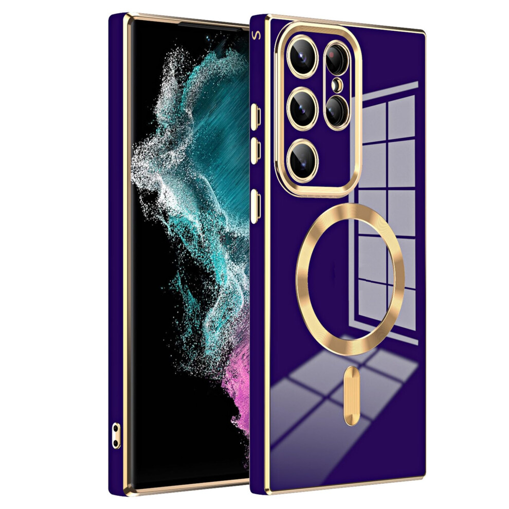 Magnetic Wireless Charging Shockproof Slim Cover Electroplated For Samsung Galaxy S25 Ultra Purple 9330225056478