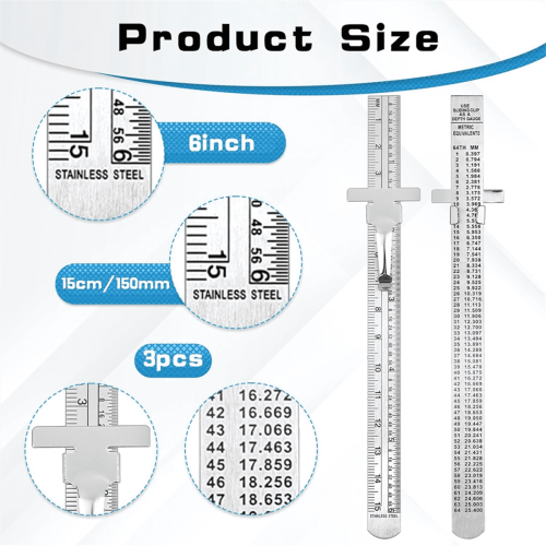 Stainless Steel Ruler 15cm Metric 3-Pack 1