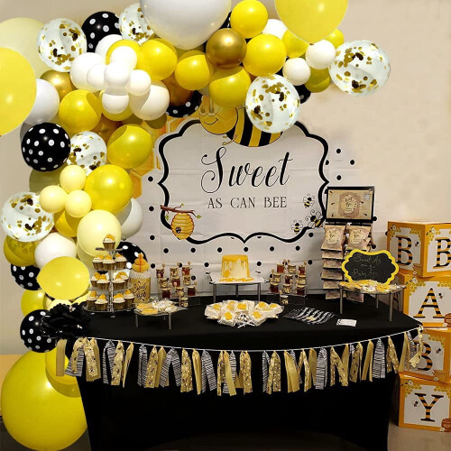 Kit per arco di palloncini a forma di ape, giallo, nero, bianco, 40 pezzi 1