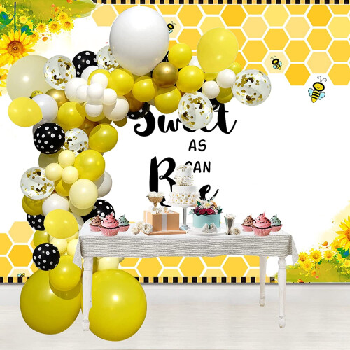 Kit per arco di palloncini a forma di ape, giallo, nero, bianco, 40 pezzi 2