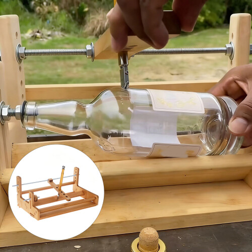 Compactly Wood Frame Glass Bottle Cutting Tool For Home-A 2