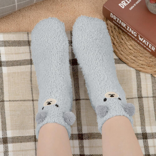 PUMIER3Pairs Γυναικείες Ασαφείς Κάλτσες Χειμερινές Ζεστές Αφράτες Μαλακές Παντόφλες 1