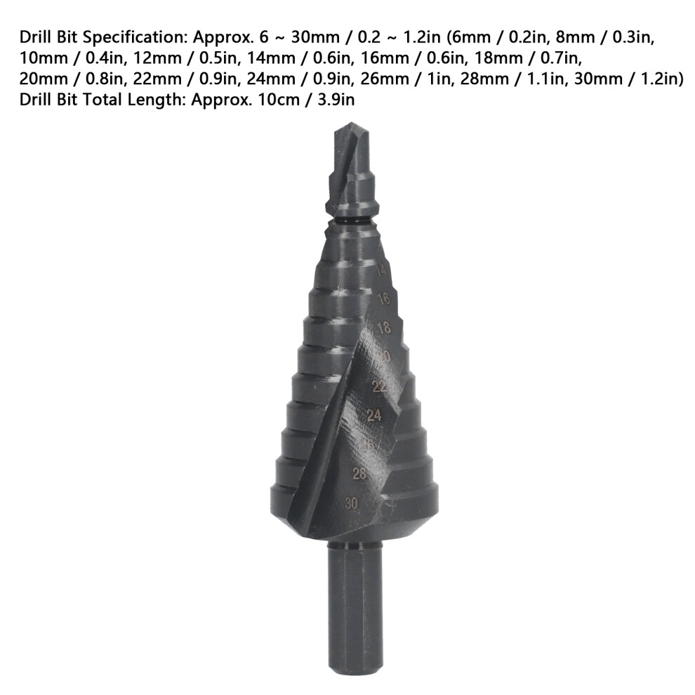 HSS Step Drill Bit 6‑30mm for Metal