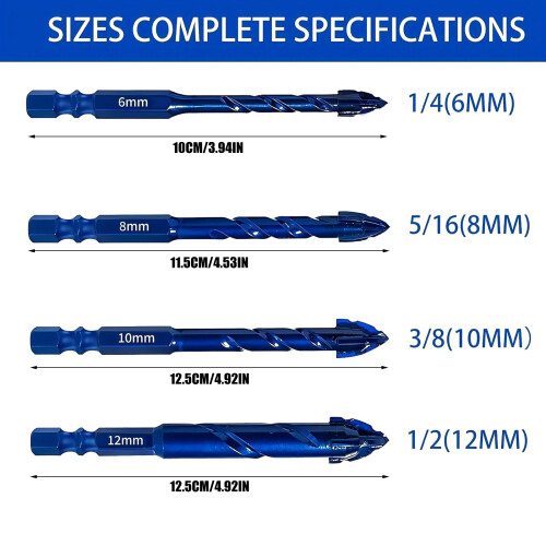 Eccentric Drill Bit Four-Edge Serrated Drill Bits 1/4 Shank High 2
