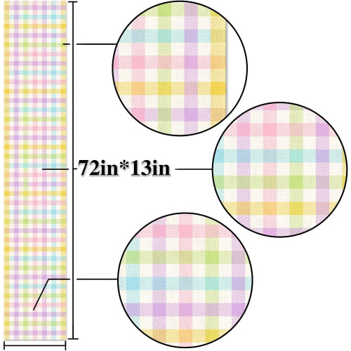 TETOU Linen Spring Easter Buffalo Check Plaid Table Runner Rustic Farmhouse Home Dining Kitchen Table Decor 1
