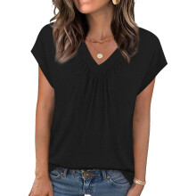Tank Tops for Women Summer V Neck T Shirts Beach-Black L