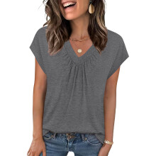 Tank Tops for Women Summer V Neck T Shirts Beach-Gray XL