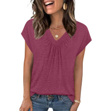 Tank Tops for Women Summer V Neck T Shirts Beach-Burgundy XXL