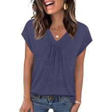 Tank Tops for Women Summer V Neck T Shirts Beach-Navy Blue L