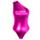 Sleeveless One Shoulder One pieced Bodysuits for-rose red L 1