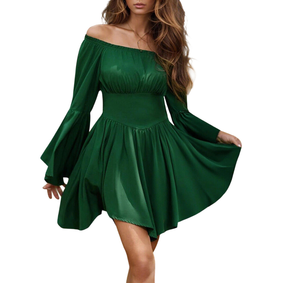 Renaissance Costume Womens Corset Dress Bells-dark green XL