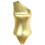 One Shoulder Bodysuits Metallic Sleeveless Bodysuits-Gold L 1