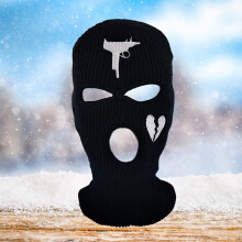 (Black) Unisex Embroidery Balaclava for Ski Running Cycling