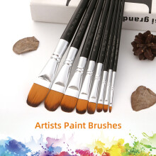 8pcs Paint Brush Set Nylon Hair Flat/Filbert Tips for Artists and Crafts