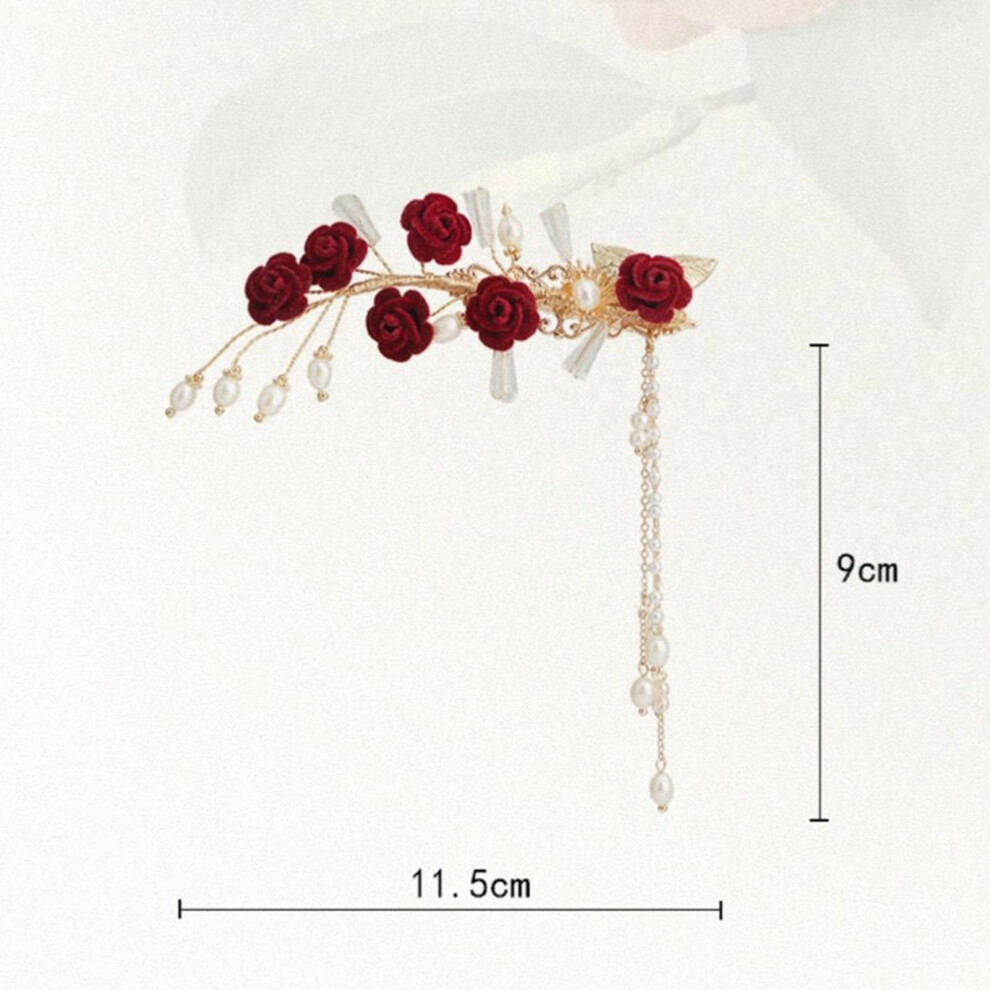 Phui-Pet-Supplies Rose Tassel Hair Clips For Thick Hair