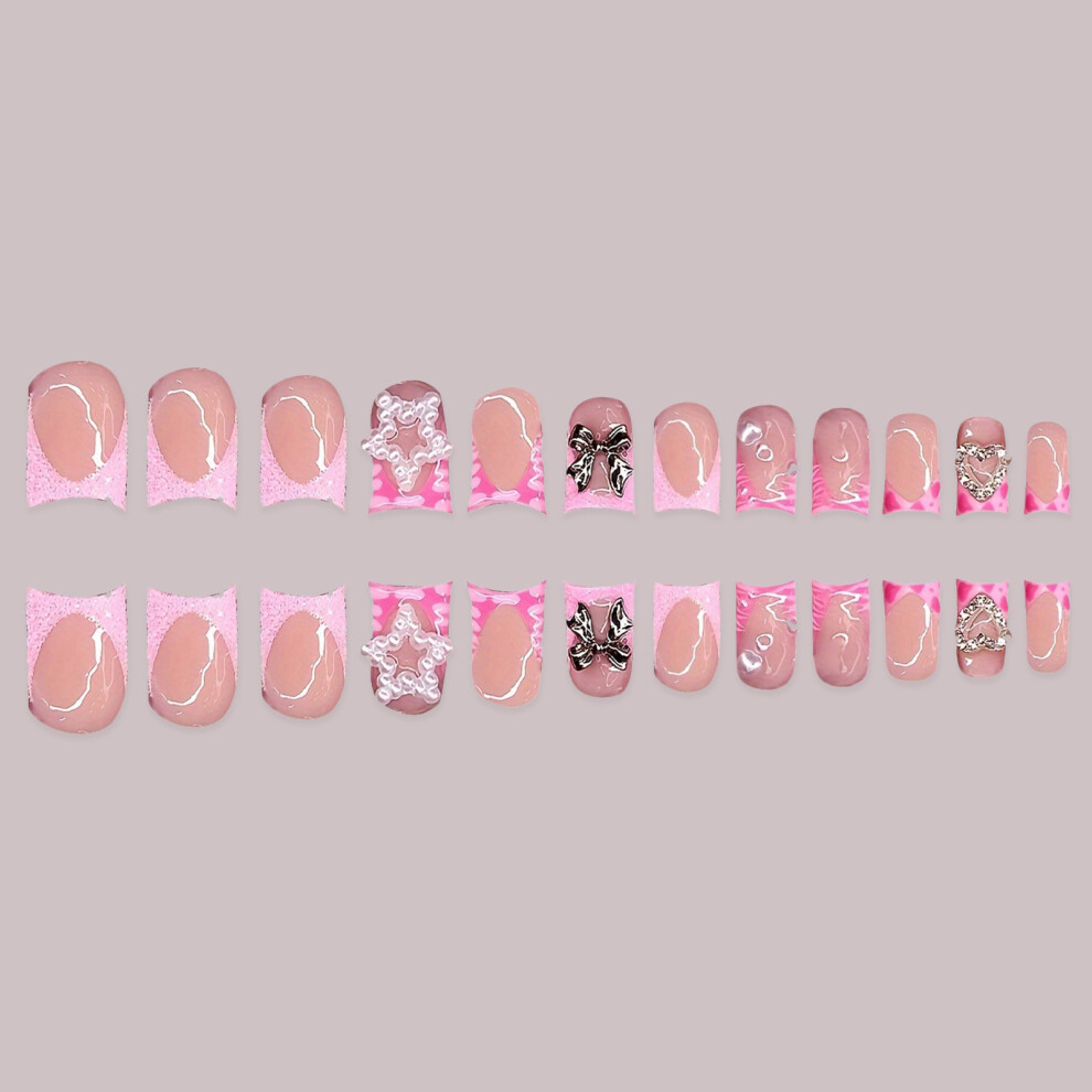 Dachuang Beauty 24Pcs Rhinestone Nails For Party & Wedding