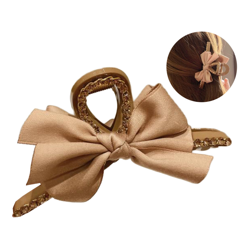 Creation-3C (Khaki) Silky Bow Hair Clip For All Hair Types