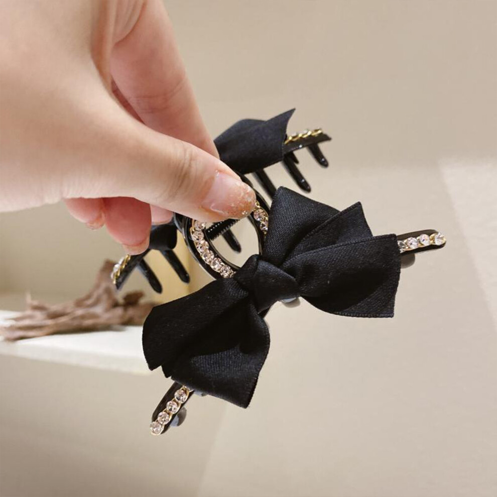 Creation-3C (Black) Silky Bow Hair Clip For All Hair Types