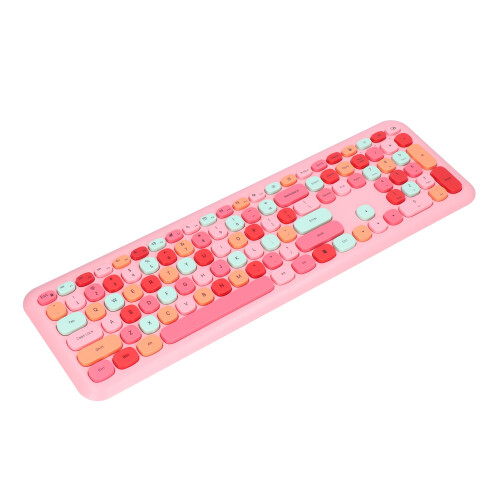 Wireless Retro Multi-Color Keyboard & Mouse Combo, Pink, 1200 DPI 2