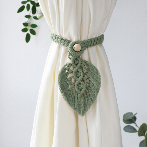 (Green) Boho Cotton Curtain Tiebacks, 2PCS, No Tools