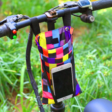 (Colorful Lattice) Waterproof Bike Bag w/ Mesh Pockets & Phone Holder
