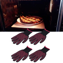 Heat Resistant Gloves 4Pcs Silicone Anti Scald Mitts for Cooking BBQ Rose Red