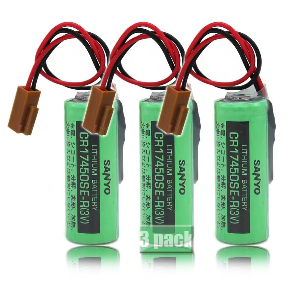 3 Pack Cr17450ser 3V 2500Mah Lithium Battery For Fanuc Cnc Backup A98l00310012 System With Plug 9092120234831