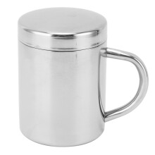 Zuhause & Reise Edelstahlbecher 400 ml mit Deckel und Griff, rostfrei, silber