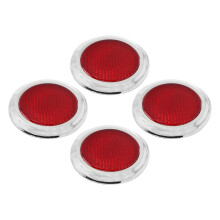 4PCS Red Reflector for Cars Motorcycles ABS Chrome Round Trim Reflective Safety