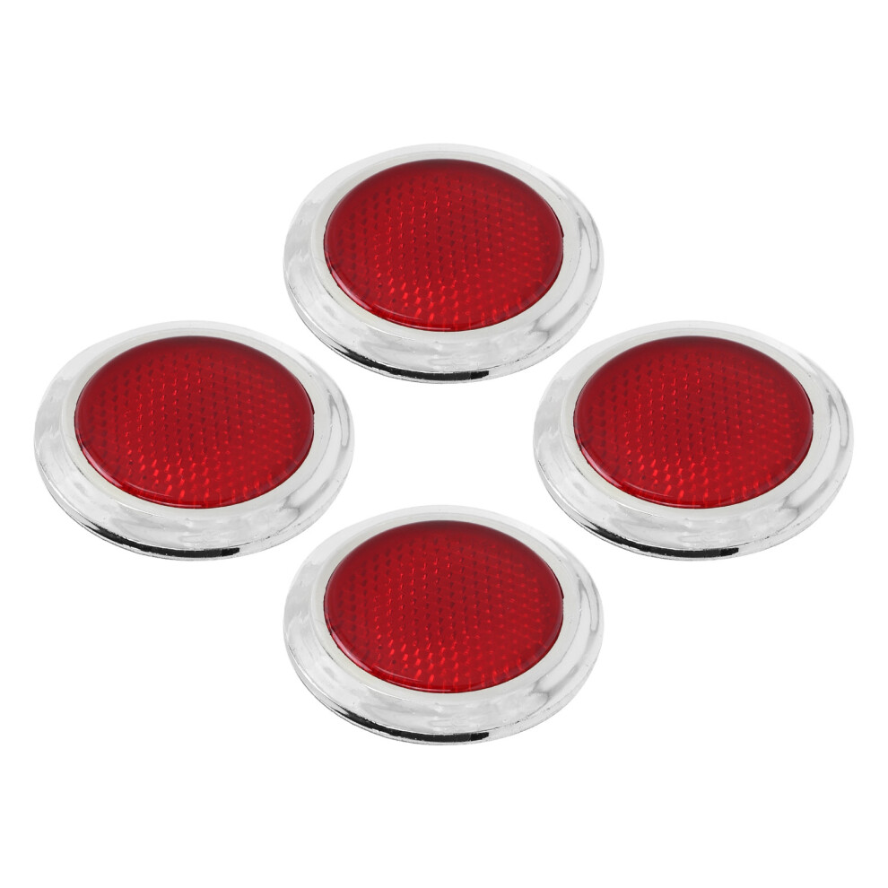 4Pcs Reflector For Cars Motorcycles Abs Chrome Round Trim Reflective Safety Red 7891390851746