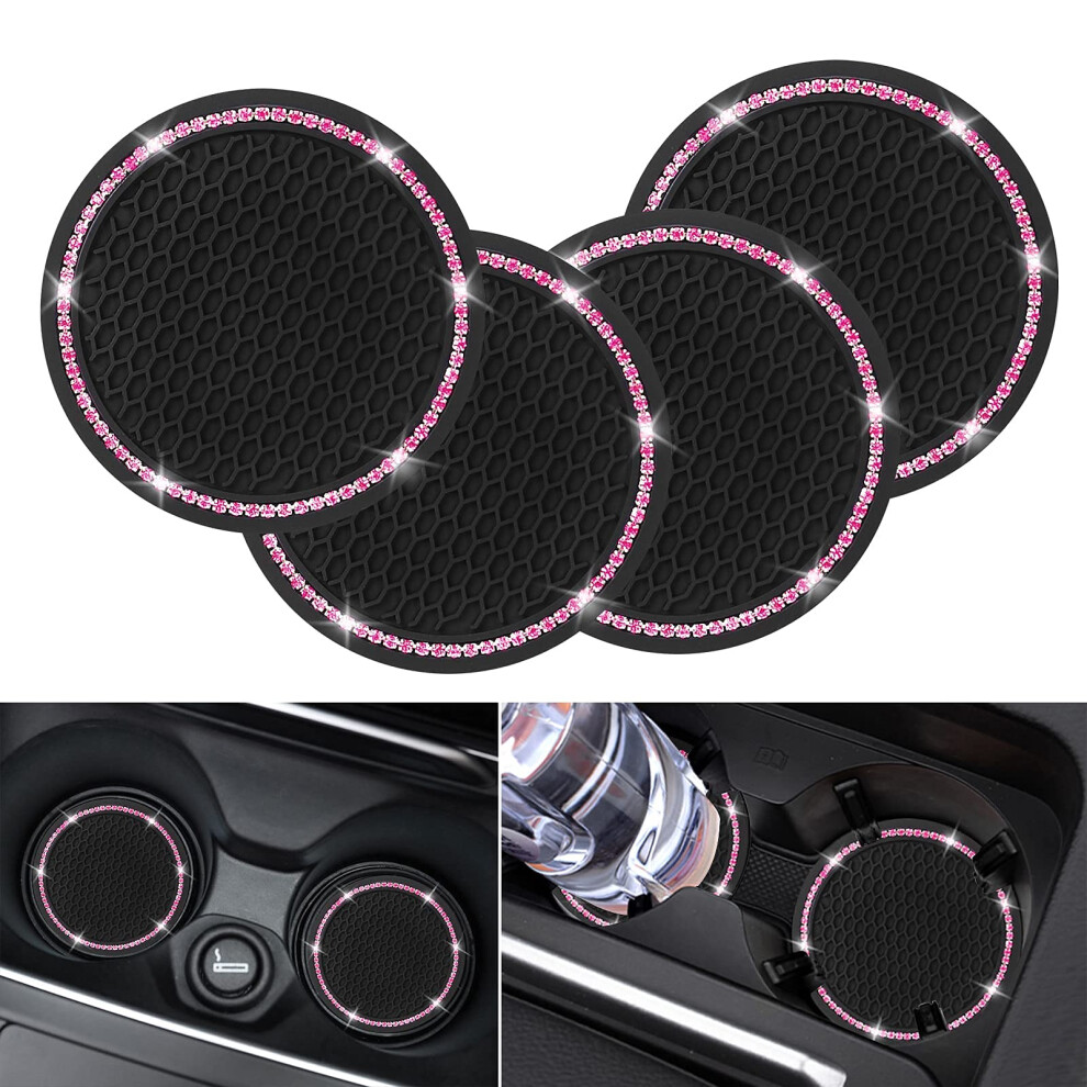 4 Pack Car Cup Holder Coasters For Lincoln Mkc 20152022, Bling Rhinestone Silicone Inserts, Sparkling And Durable 9330225056867