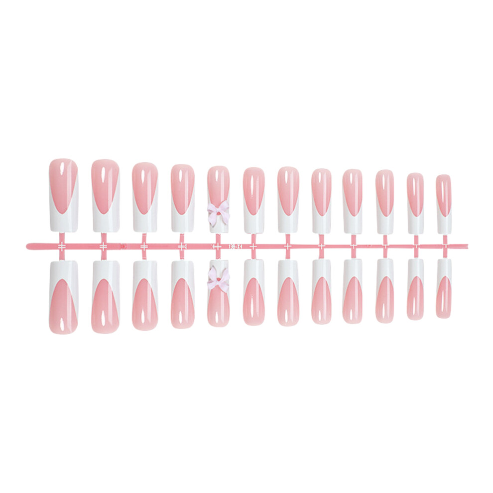 Reach-Tools Pink French Tip Fake Nails, Square Artificial Tips