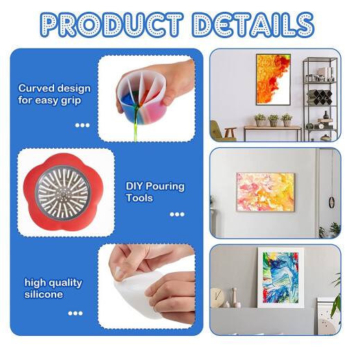 4 Pcs Split Cup for Paint Pouring Reusable Silicone Split Pouring Cups with Divider for DIY Making 2