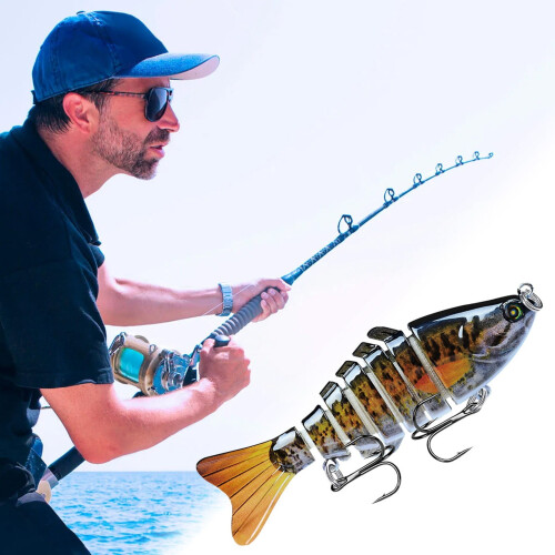 Ρεαλιστικό δόλωμα ψαρέματος κολύμβησης Baitcaster με καλάμι και μηχανισμό, 1
